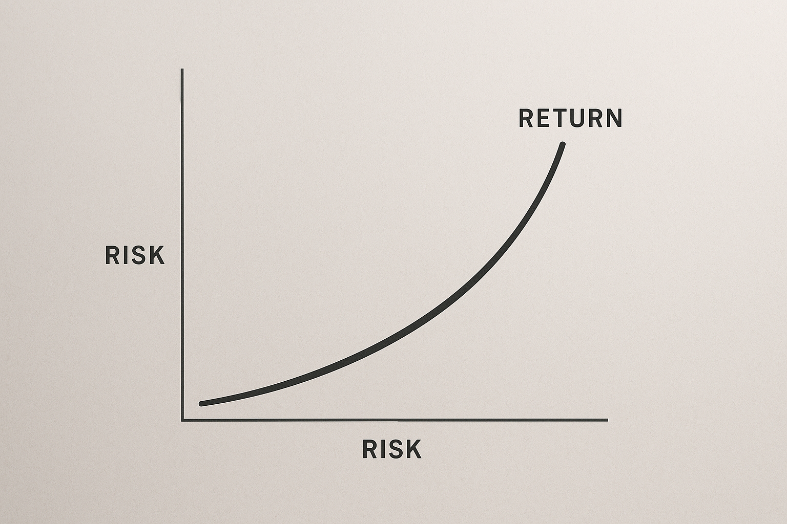 Curva crescente che illustra la relazione tra rischio e rendimento negli investimenti