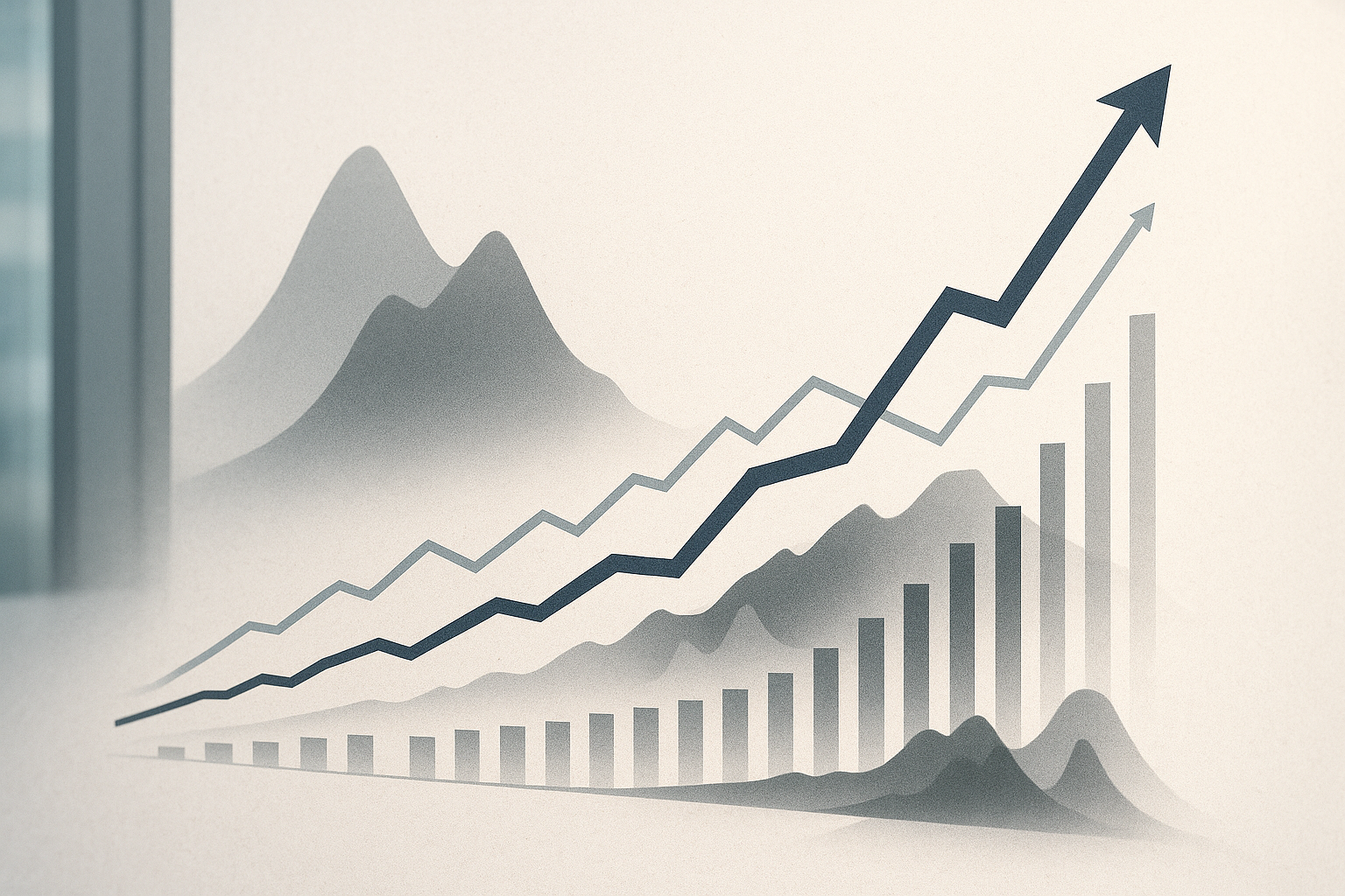 Grafico stilizzato che rappresenta rendimenti elevati e rischi nascosti nei mercati finanziari