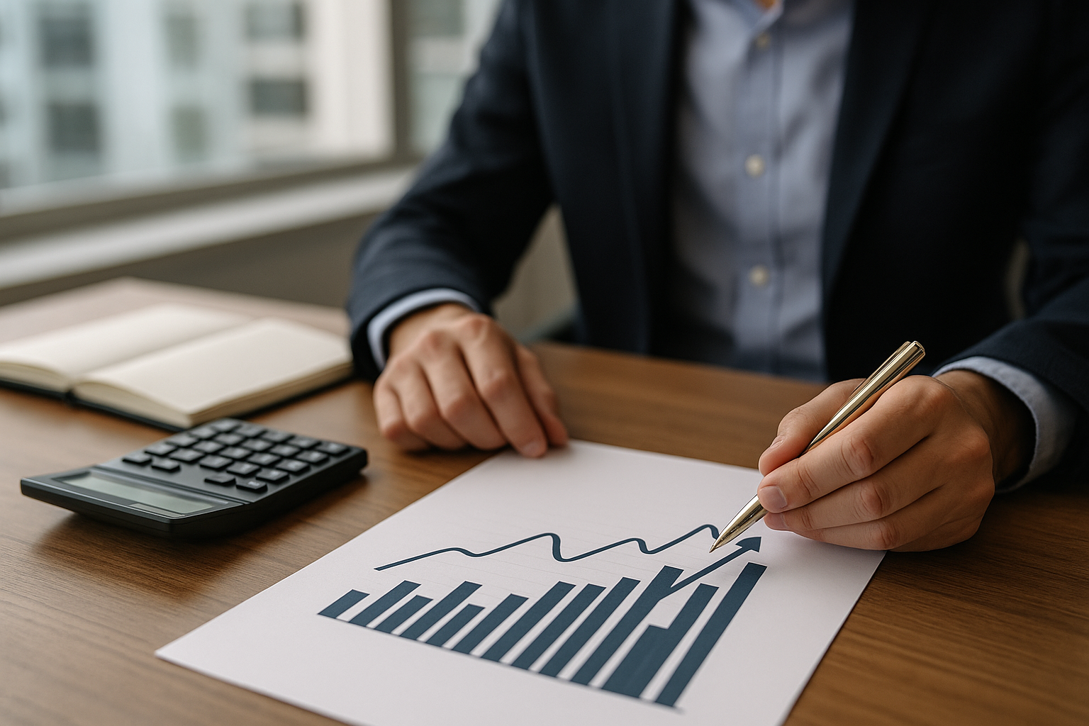 Strumenti di pianificazione finanziaria con grafico di rendimenti e volatilità